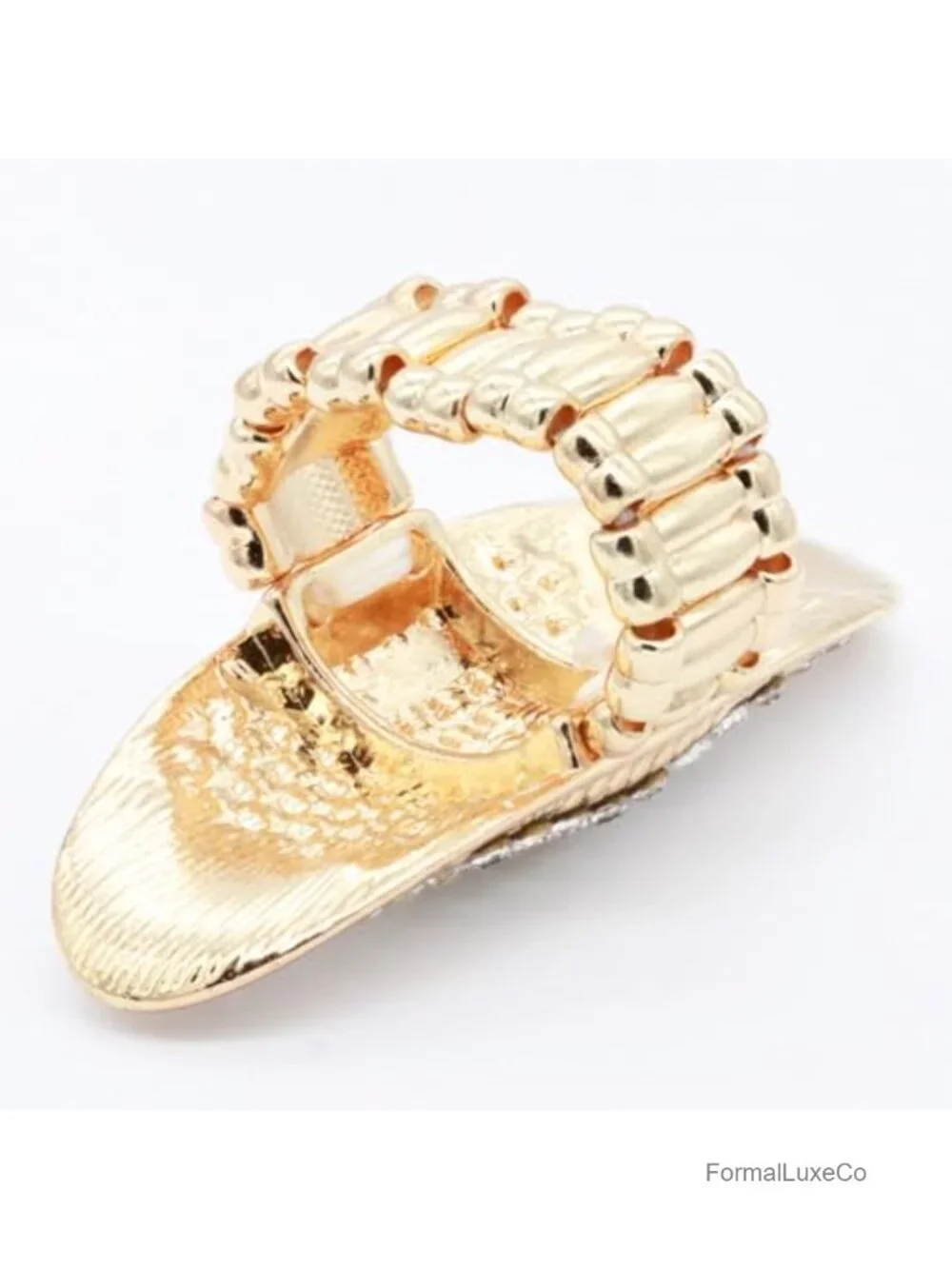 Lavencious Oval Ring Stretchable Band Women Size 9-12 Crystal